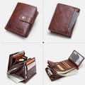 RFID GenuineLeather Multi - Card Buckle Wallet