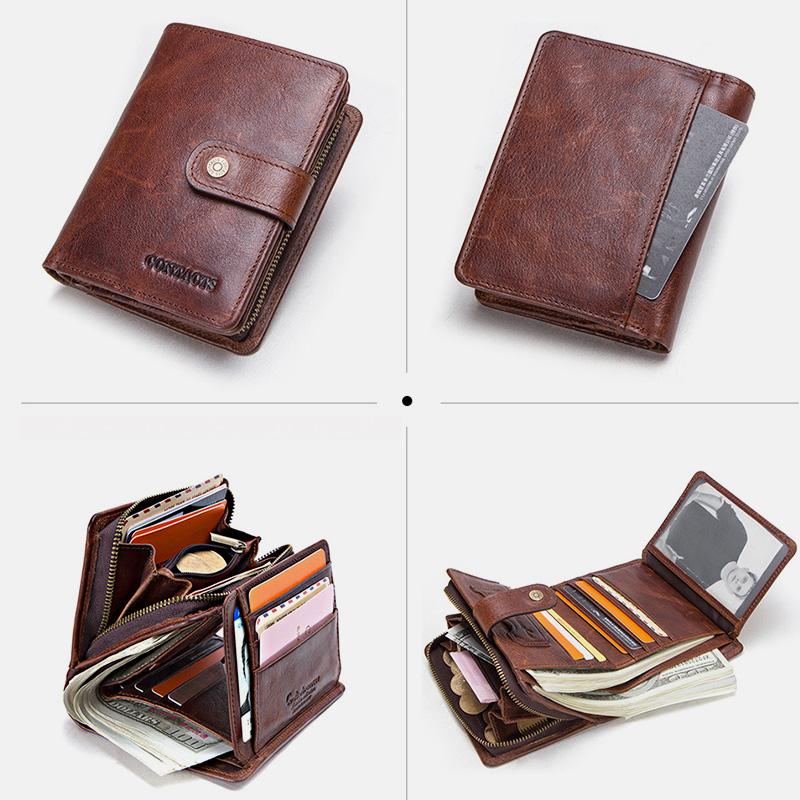 RFID GenuineLeather Multi - Card Buckle Wallet