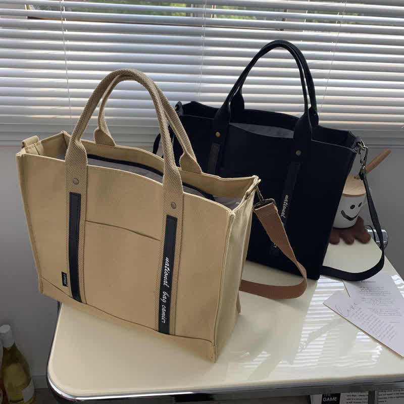 Canvas laptop tote shoulder bag and briefcase