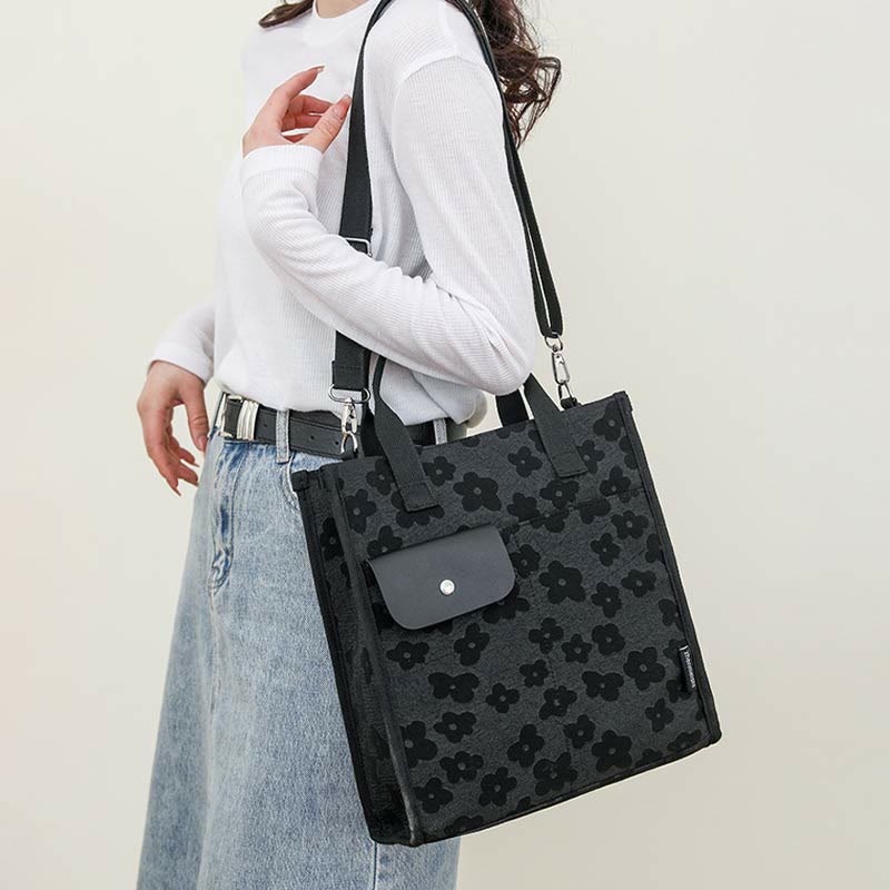 Floral Crossbody Tote Bag – Cute Nylon Shoulder Purse for Office & Daily Use