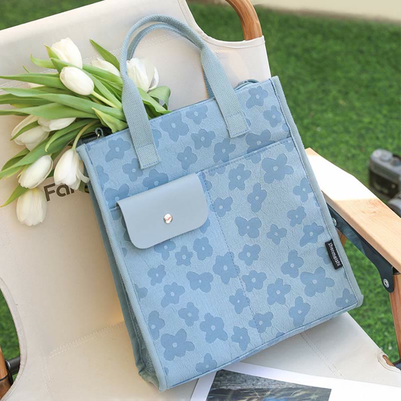 Floral Crossbody Tote Bag – Cute Nylon Shoulder Purse for Office & Daily Use