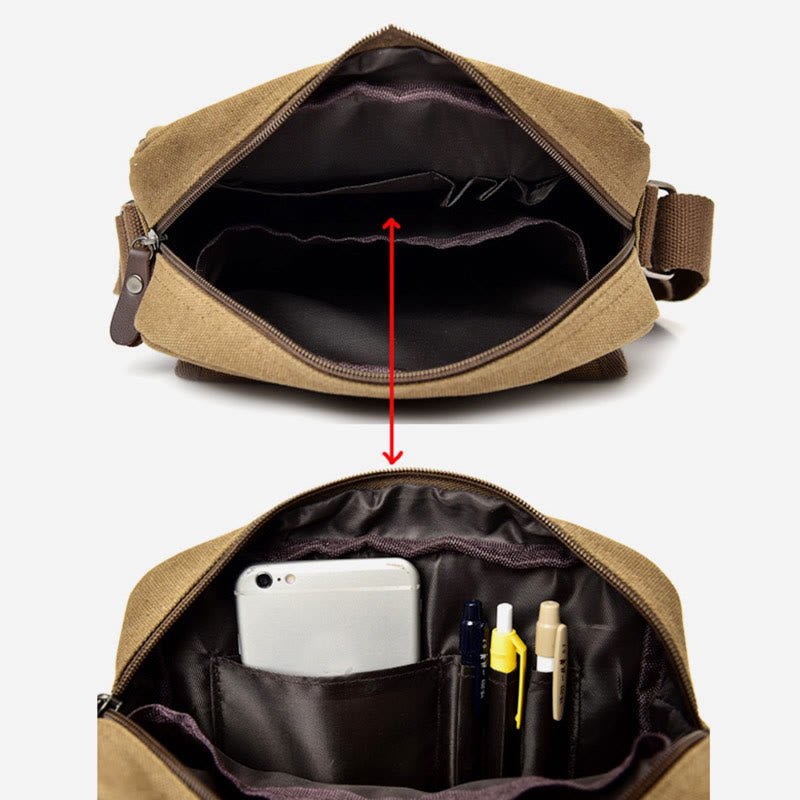 Men's retro canvas messenger bag for business and travel