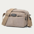 Beige waterproof three-layer nylon crossbody bag for women