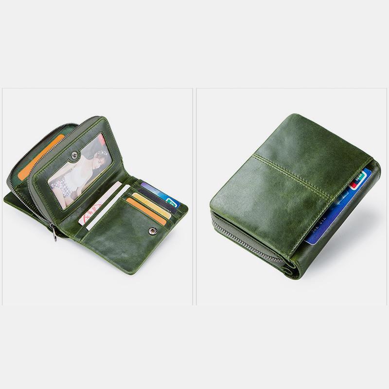 Genuine Leather Multifunctional Anti - theft Wallet for Women – RFID Protection, Card Slots & Zippered Coin Pocket