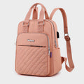 Lightweight Embossed Embroidery Backpack with USB Charging Port – Perfect for Women on the Go