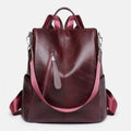 Women’s Leather Convertible Backpack Purse – Anti - Theft Travel Daypack & Shoulder Bag