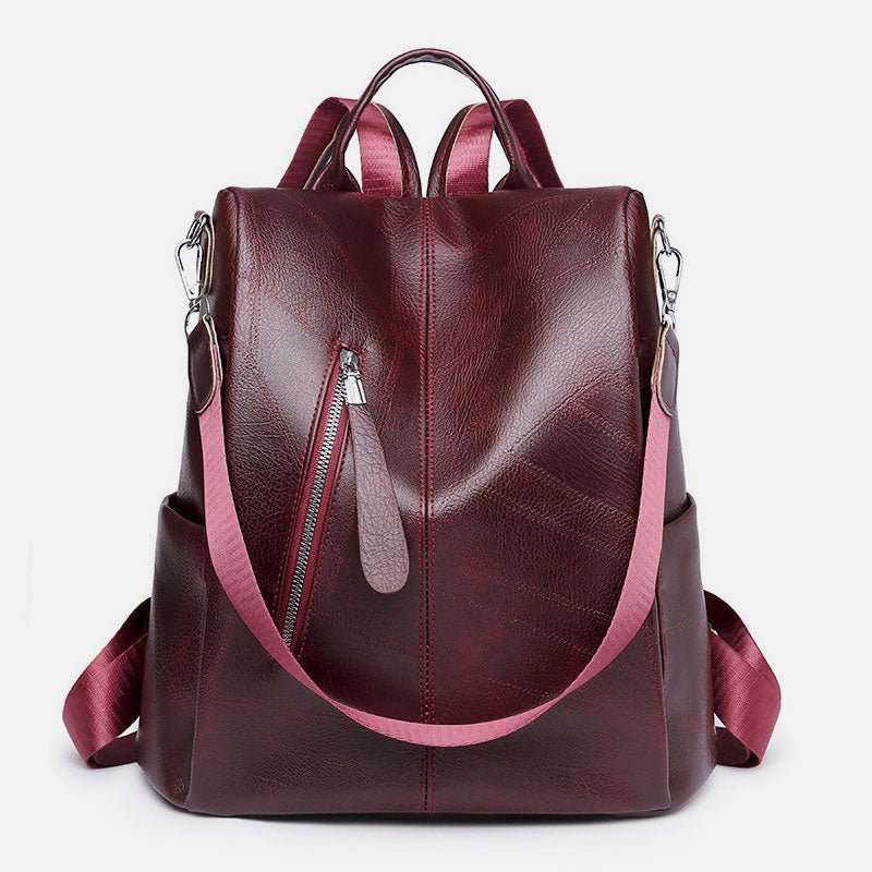 Women’s Leather Convertible Backpack Purse – Anti - Theft Travel Daypack & Shoulder Bag