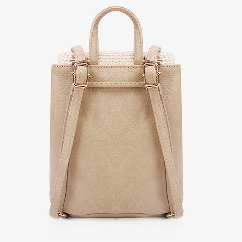 Women’s Straw Backpack – Summer Beach Woven Drawstring Handbag