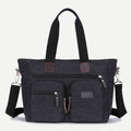 Multi - Pocket Canvas Tote Handbag for Women & Men – Retro Laptop Bag with Adjustable Straps