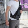 Vintage Canvas Sling Bag for Men - Black & Saddle Brown Crossbody Business Bag