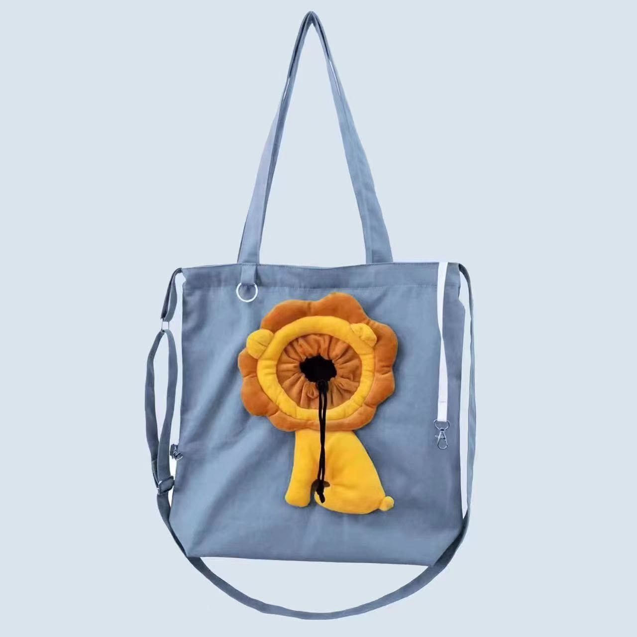 Pet Carrier for Small Animals - Travel Canvas Shoulder Bag with Cute Lion Design