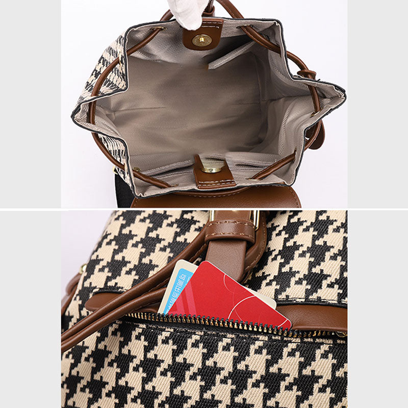 Women's houndstooth mini backpack purse