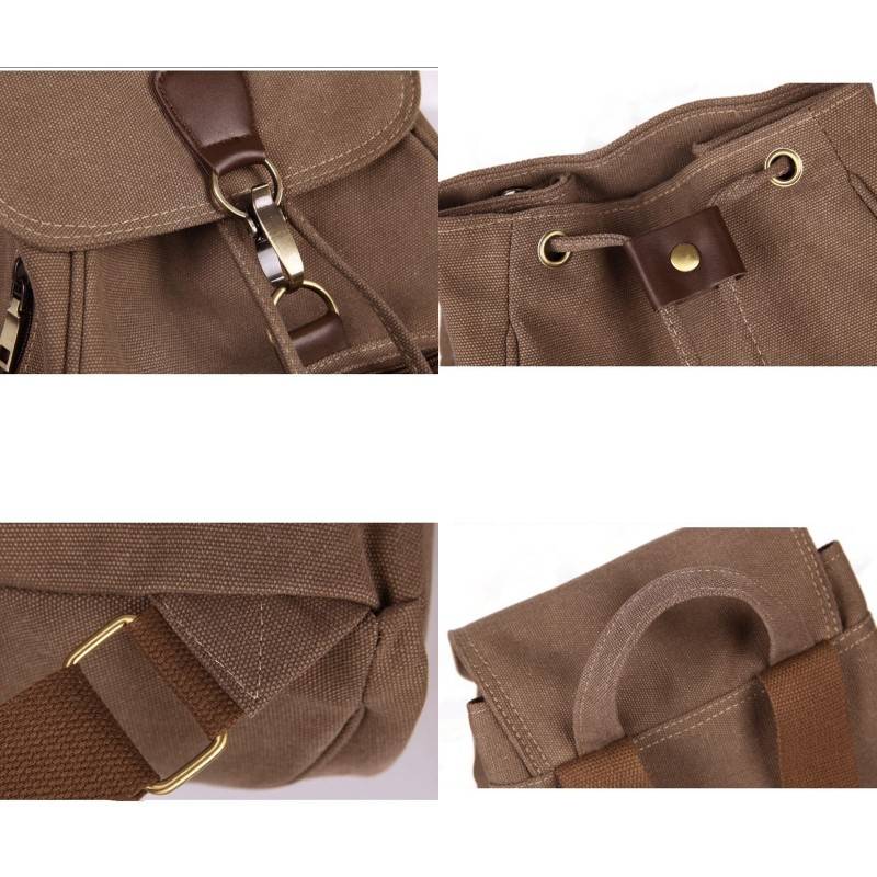 Vintage Canvas Backpack for Women & Girls – Drawstring Rucksack for School & Travel