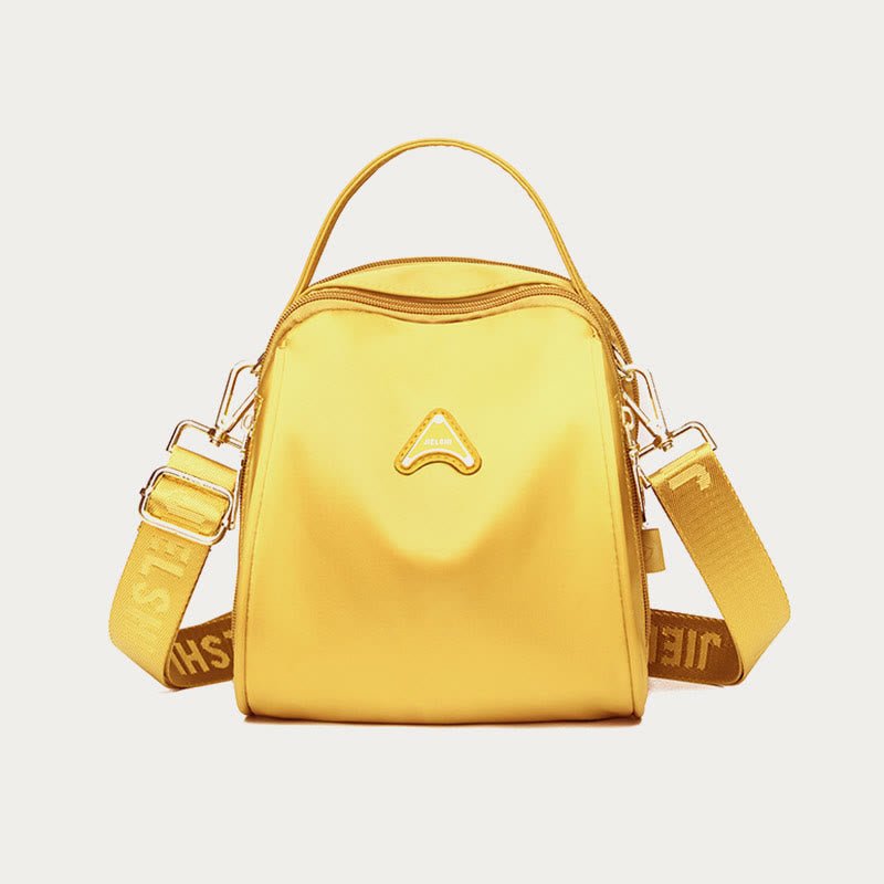 Yellow wide-strap nylon crossbody bag for women
