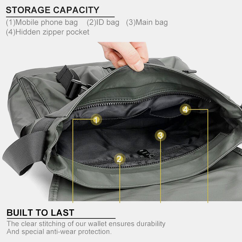 Men's vintage waterproof multi-pocket messenger bag