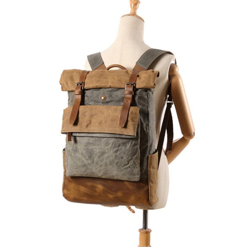 Canvas Leather Backpack Rucksack – Fits 15.6" Laptops | Perfect for College, Weekend Travel, and Daily Use