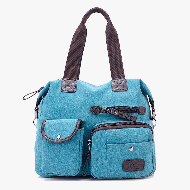 Women's large capacity British style canvas tote bag