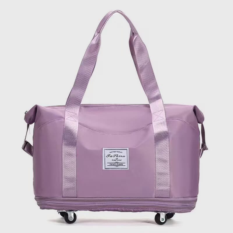 Tote Bag for Travel with Pull Rod & Oblique Folding Storage – Large Capacity Nylon Travel Sleeve