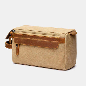 Retro canvas travel makeup and toiletry pouch