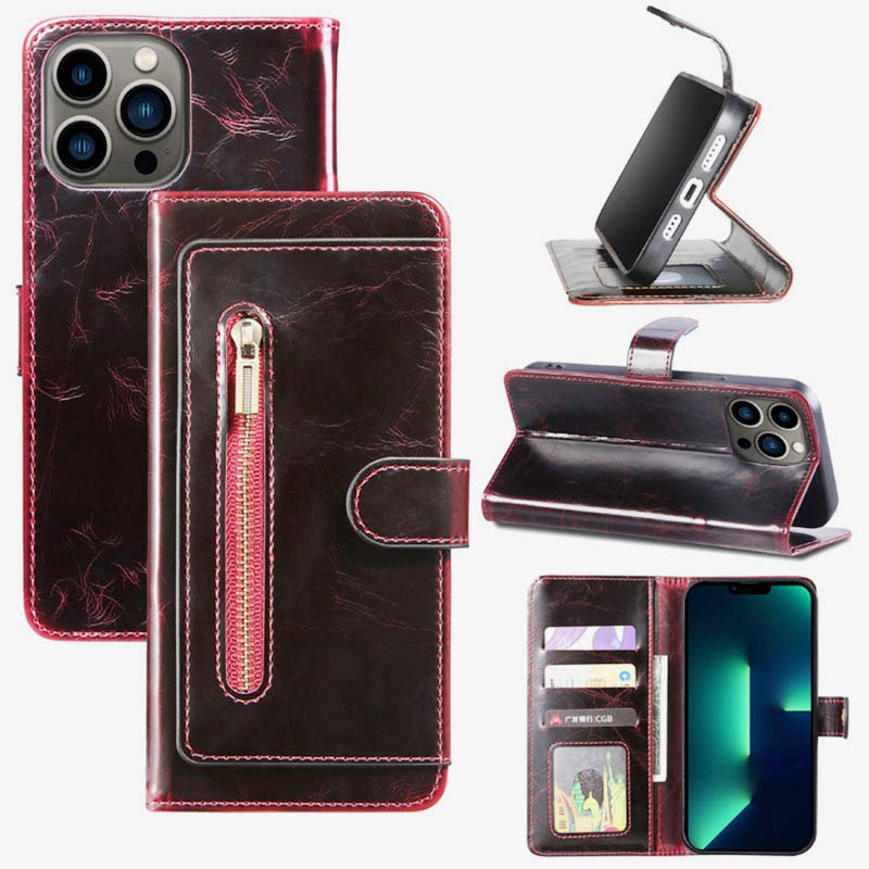 Wallet Case for iPhone - PU Leather Durable Phone Case with Card Slot