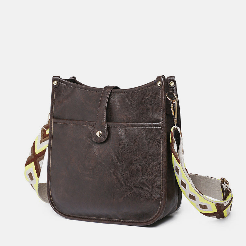Women's vintage PU leather adjustable crossbody bag