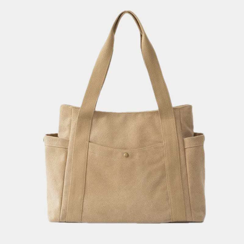Large Capacity Canvas Shoulder Tote Bag – Multi - Pocket Handbag for Shopping, Travel & Everyday Use