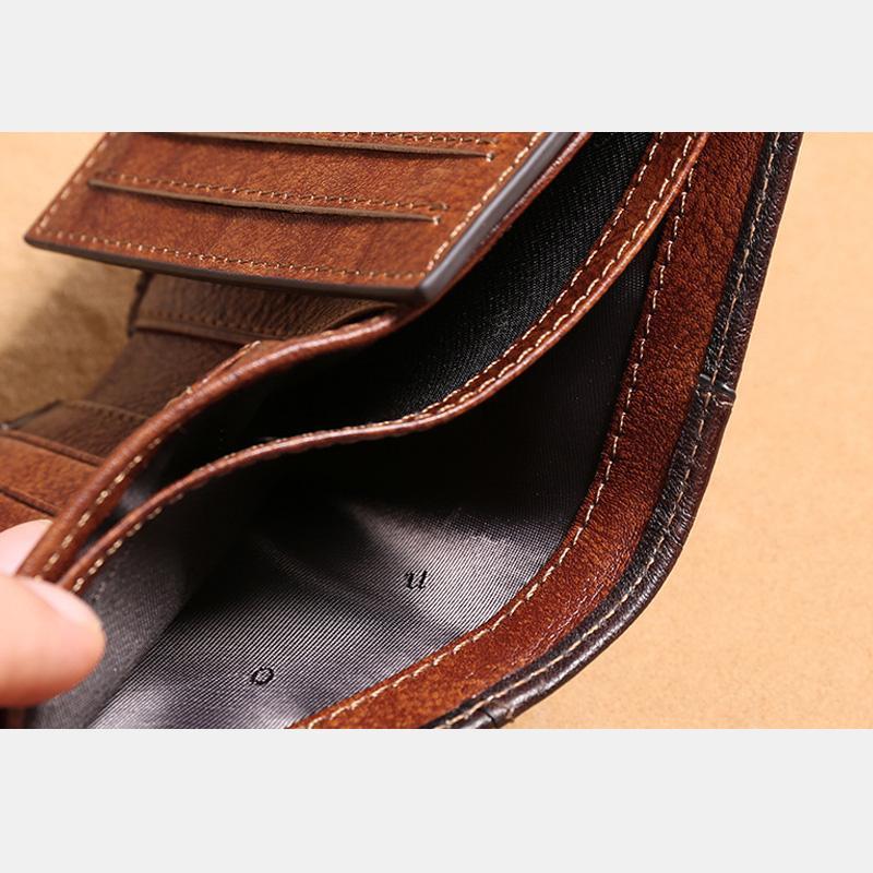 Genuine Leather RFID Multi - Card Bifold Wallet for Men - Secure & Stylish Business Wallet