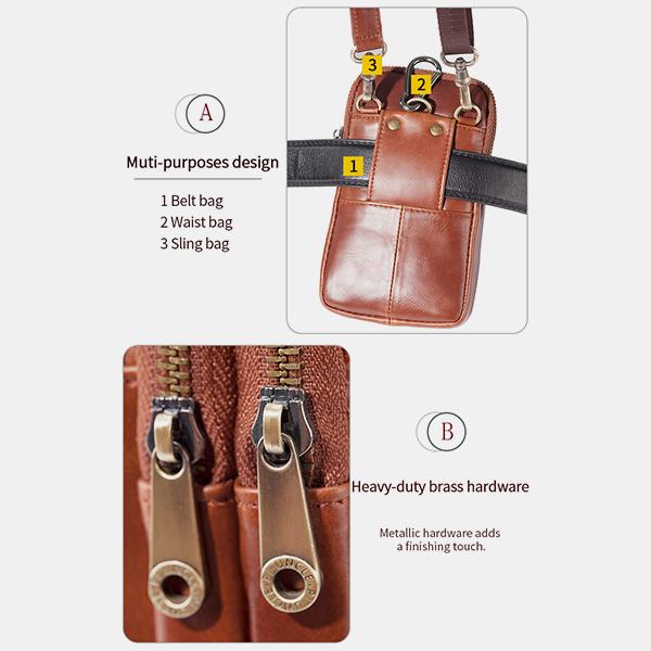 Genuine Leather Waist Bag – Multifunctional Messenger & Shoulder Bag for Men