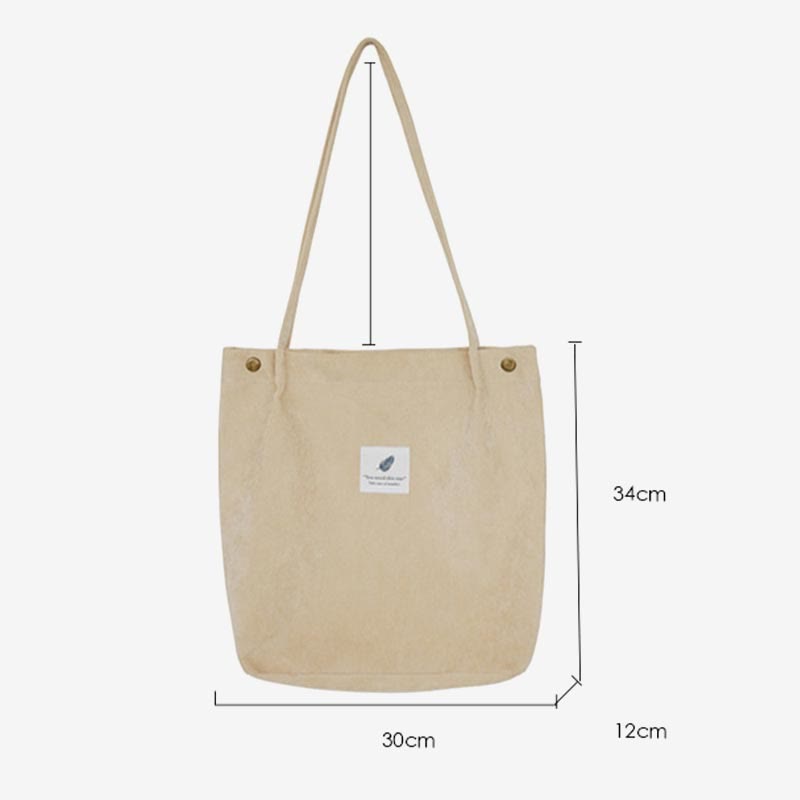 Corduroy Tote Bag for Women – Large Capacity School Shoulder Bag with Magnetic Closure