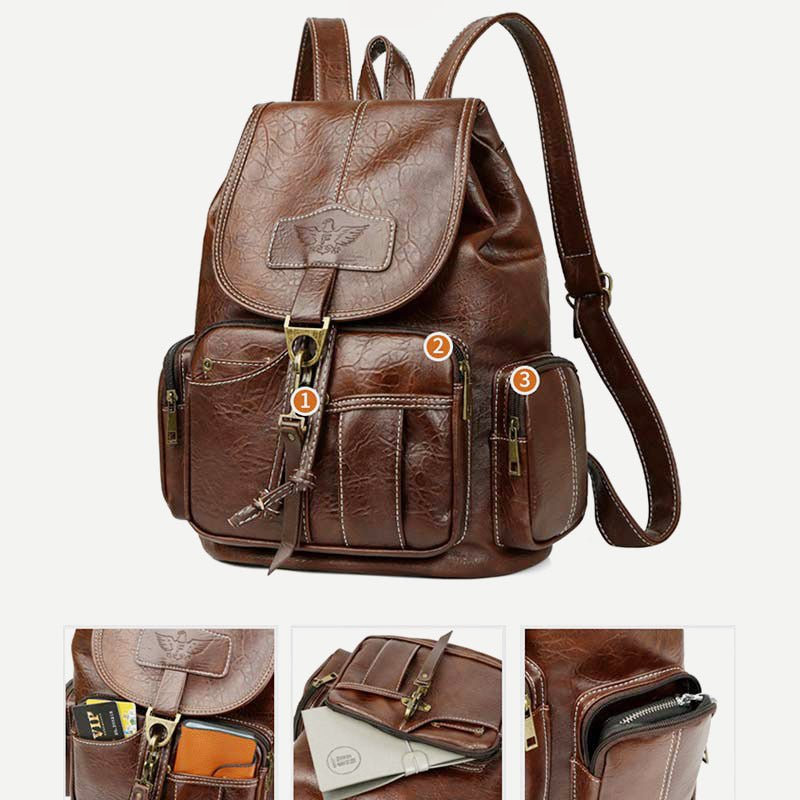 Vegan Leather Backpack for Women – Vintage Casual Daypack Purse for Ladies & Girls