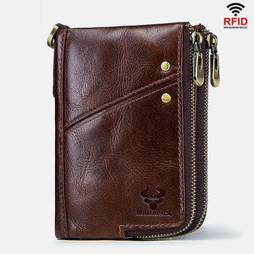 Men's RFID anti-theft genuine leather bifold wallet
