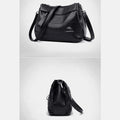 Triple Compartment Leather Handbag for Women Small Casual Crossbody Shoulder Bag