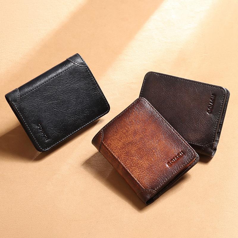Genuine Leather RFID Multi - Card Bifold Wallet for Men - Secure & Stylish Business Wallet