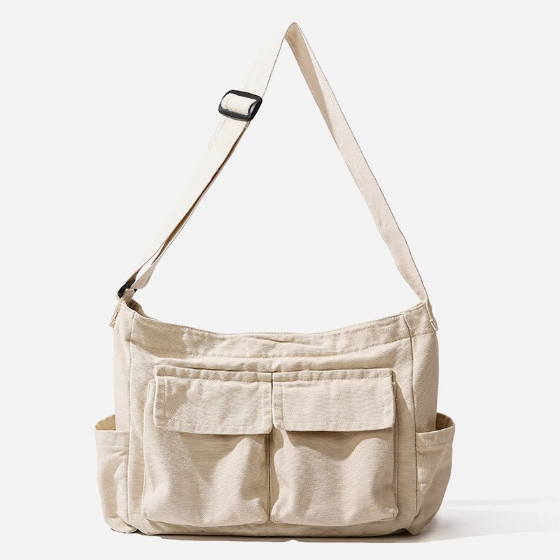 Multi - Pocket Canvas Crossbody Bag for Women | Retro Lightweight Shoulder Bag