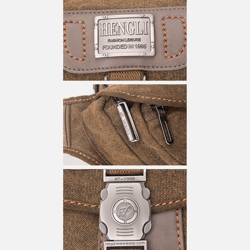 Retro Canvas Waist Pack for Men – Small Crossbody Crescent Moon Sling Bag