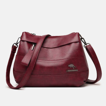 Women's triple compartment leather crossbody bag