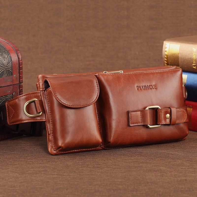 Multi-carry genuine leather sling waist bag