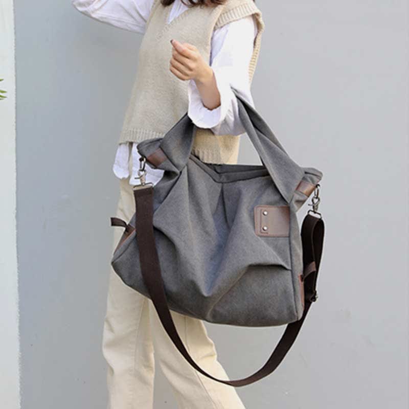 Large Capacity Canvas Handbag for Women – Crossbody Tote & Hobo Bag