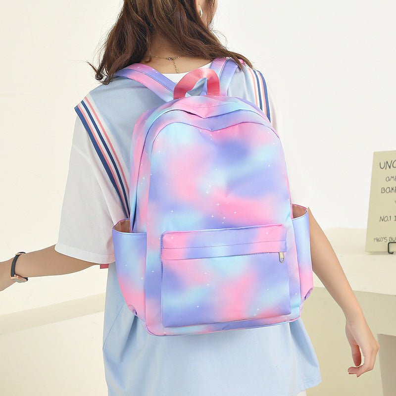 3Pcs Tie - Dye Girls Backpack Set – Canvas School Bookbag, Lunch Bag & Pencil Case for Students, Women, and Teens