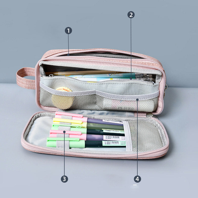 Large capacity canvas pencil case