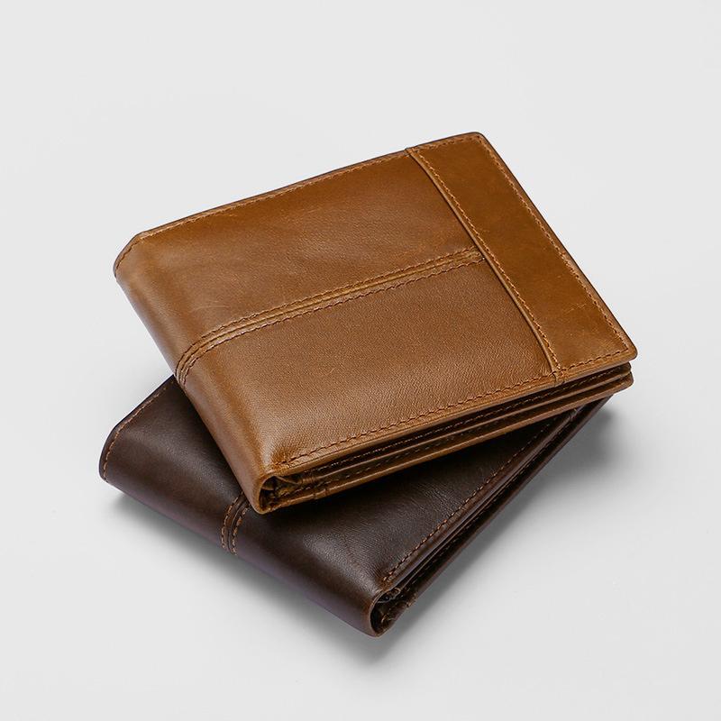 Men's retro RFID leather multi-slot wallet