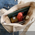 Tote Bag for Women – Plain Color with Badge Decor, Shoulder Bag