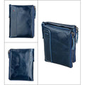 Men’s Genuine Leather RFID Wallet – Multi - Card & Coin Pockets, Zipper & Buckle Closure