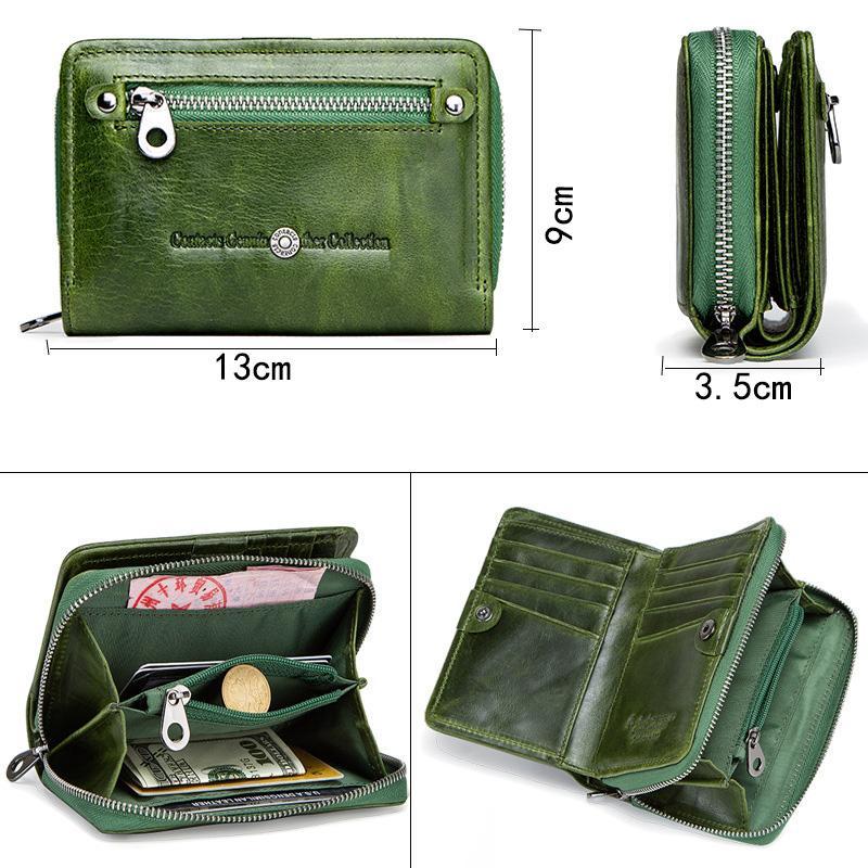 Genuine Leather Two Fold Multi - function Short Wallet