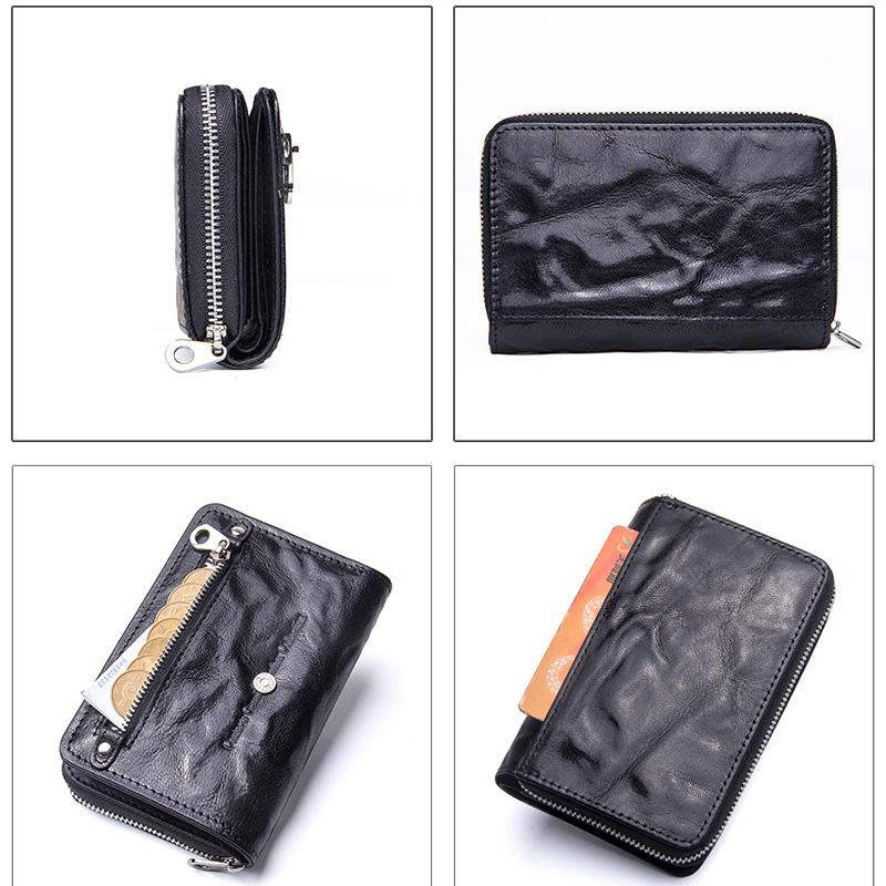 Genuine Leather Two Fold Multi - function Short Wallet