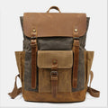 Vintage Canvas Backpack with Genuine Leather Accents – Casual Laptop Travel Rucksack for Men & Women