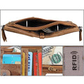 Men’s Genuine Leather RFID Wallet – Multi - Card & Coin Pockets, Zipper & Buckle Closure