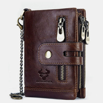RFID multifunctional large capacity genuine leather wallet