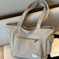 Tote Bag for Women – Plain Color with Badge Decor, Shoulder Bag