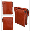 Men’s Genuine Leather RFID Wallet – Multi - Card & Coin Pockets, Zipper & Buckle Closure